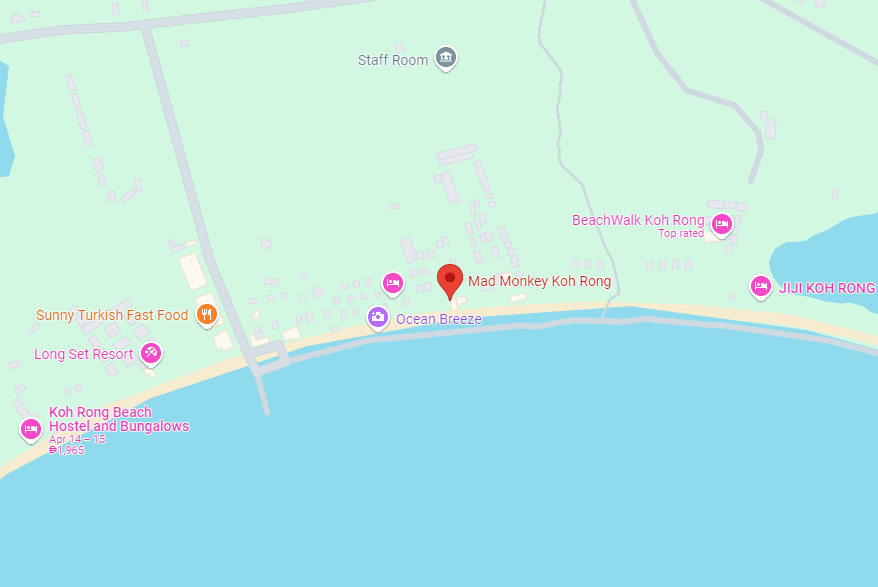 Map showing Longset Beach (4K Beach), Koh Rong, Sihanoukville, Sihanouk Province, Koh Toch, Koh Rong, Cambodia, 18000
