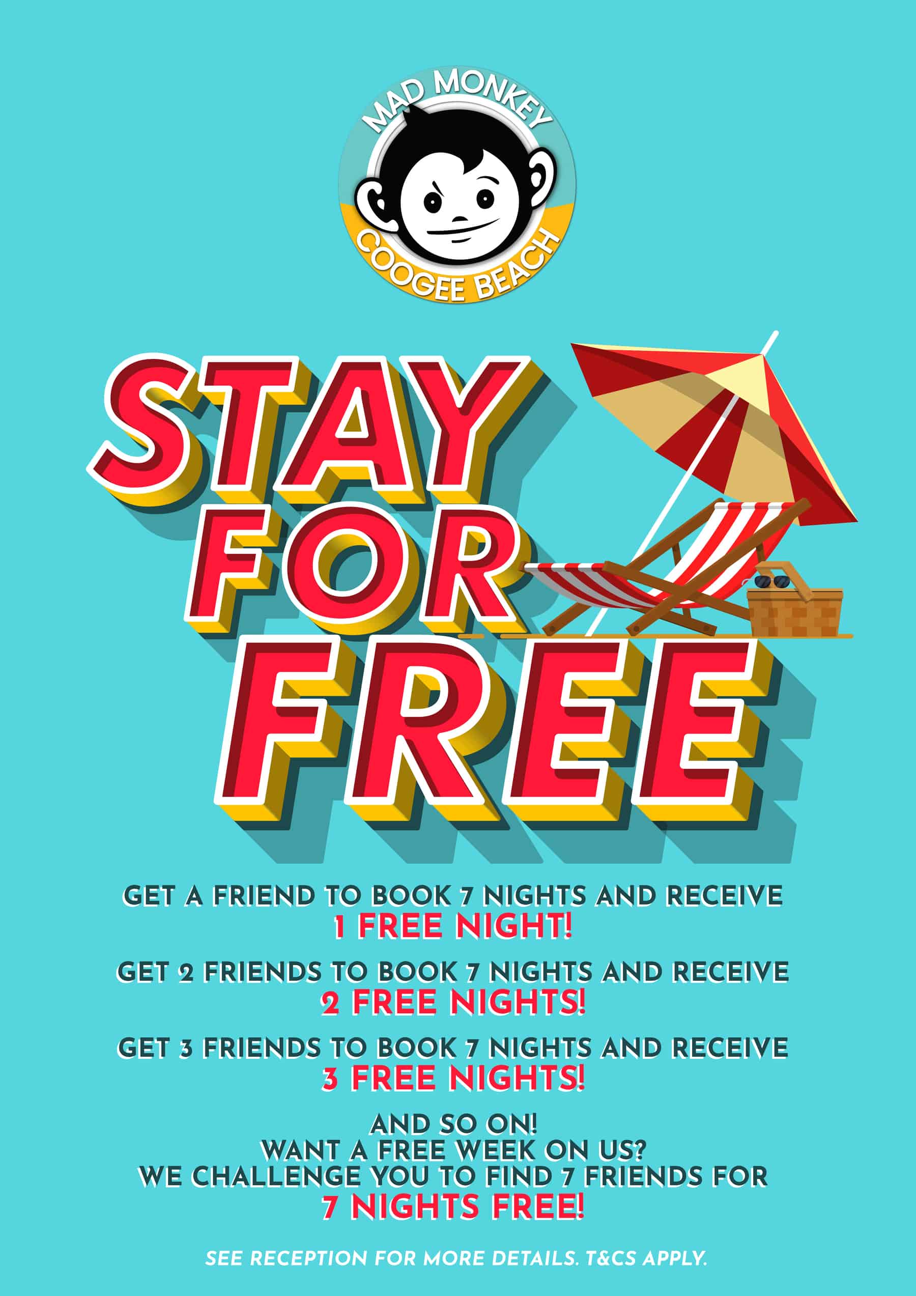 Invite Your Friends and Stay for FREE - Winter Promotions and Discounts at Mad Monkey Coogee Beach